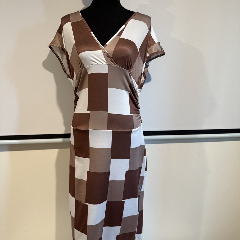 Brown and White Checkered Dress